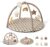 Blissful Diary Baby Play Gym Mat, Play Mat Activity Mat with 6 Detachable Toys for Stage-Based Sensory & Motor Skill Development, Easy to Install & Clean, Baby Essentials Gift, Brown Checkerboard
