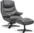 MCombo Genuine Leather Recliner Chair with Ottoman, 360°Swivel Recliner with Adjustable Backrest, Accent Chair for Living Room A7100 (Fog Grey)