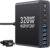 320W USB C Charger Block, 10-Port USB C Charging Station GaN III PD 65W Laptop Fast Charger Adapter for MacBook Pro/Air, DELL, iPad, iPhone, Samsung Galaxy Black