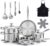 Meythway Pots and Pans Set Non Toxic, 16PCs Stainless Steel Cookware Set with Steamer, Kitchen Induction Cookware with Utensil Sets, Pot Protectors and Apron For Oven & Dishwasher Safe