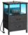 Fixwal Night Stand with Charging Station (2 AC Outlets & 2 U-S-B Ports) LED Nightstand Small Dorm Room Furniture, 2 Fabric Storage Drawers, Bedside Table End Tables Bedroom, Modern Black