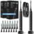 Aquasonic Black Series Ultra Whitening Toothbrush – ADA Accepted Electric Toothbrush- 8 Brush Heads & Travel Case – 40,000 VPM Electric Motor & Wireless Charging – 4 Modes w Smart Timer (Pack of 2)