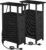 LOAKEKEL Narrow End Tables Living Room Set of 2 with Charging Station, Skinny Side Table with Fabric Drawers, Slim Nightstand for Bedroom, Small Spaces, Couch, Black, HETNDP03BK