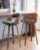 AQG Swivel Bar stools Set of 2 Bar Chairs 30″ Counter Height Mid-Century Modern Bentwood Barstool PU Leather Upholstered Bar Chair with Back and Footrest, for Bar, Cafe, Dining, Kitchen Island, Black