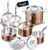 Ciwete Whole Tri-ply 18/10 Stainless Steel Cookware Set, 10 Pcs Elegant Copper Pots and Pans Set, Induction Cookware, Frying Pans, Saucepans & Stock Pot with Lid, Ideal Gift for Wedding, Housewarming