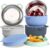 Bakpoco Baby Suction Bowls with Lids 4-Pack, 2-in-1 Stainless Steel 304 Toddler Bowl & Removable Silicone Suction Kids Bowl Plate Set Non Toxic Snack Dishes for Self-Feeding, Ocean Explorer Set