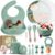 O’doe™ 17-Piece BPA-Free Silicone Baby Feeding Set | Thick & Soft Suction Plates, Baby Bowls, Wooden Fork & Spoon, and More | Make Mealtime Fun and Easy for Your Little One (Green, V2)