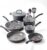 T-Fal Ultimate Hard Anodized 12-Piece Ceramic Nonstick Cookware Set, Oven Safe Up to 400°F, Ceramic Pots and Pans Set, Frying Pans, Saucepan, Stockpot, Cooking Utensils, Stone