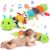 Topsochir Baby Sensory Toys 0-6 Months Music Animal Stuffed Plush Caterpillar Toy for Infant 0-3-6-12 Month Old Tummy Time with Mirror Crinkle Rattle Toys for Newborn Boys Girls Shower Birthday Gifts