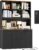 HIFIT 72” Tall File Bookcase with Power Outlet & Printer Stand, 2 Drawer Filing Cabinets for Home Office Fit Hanging A4 File, Storage Cabinet w/ 3 Tier Open Book Shelf & Doors for Living Room, Black
