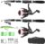 Fishing Pole Combo Set,2.1m/6.89ft 2PCS Collapsible Rods 2PCS Spinning Reels Lures Set Carrier Bag Carbon Fiber Telescopic Fishing Rods Sea Saltwater Freshwater Kit Fishing Rod Reel Combos