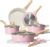 CAROTE Ceramic Cookware Set, 14 PCS Pots and Pans Set Non Stick, Pot and Pan Set with Frying pan, Induction Ready Cooking Set for Kitchen, PFOS/PFOA/PFAS Free, Pink