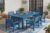 Perli™ 7-Piece Outdoor Dining Set, All-Weather HDPE Patio Furniture with 6 Ergonomic Chairs & Large Table, Built-in Umbrella Hole, UV-Resistant Set for Backyard, Deck, Poolside, Blue