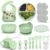 16 Pack Silicone Baby Feeding Set, BPA-Free Baby LED Weaning Supplies, Include Suction Plates, Baby Bowls, Silicone Fork & Spoon, and More, First Stage Baby Food Eating Utensils – 6+ Months(Green, 16)