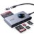 llano 5-in-1 Micro SD Card Reader, USB-C Memory Card Reader Supports SD/TF/MS/CF/M2 Cards, Plug and Play, 4 Cards Simultaneously Read and Write, Compatible with Windows, Linux, MAC OS and Chrome OS