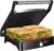 OSTBA Panini Press Grill with Adjustable Temperature, 4-Slice Indoor Grill, 180° Open Sandwich Maker with Drip Tray, Non-Stick Plates, Stainless Steel, 1200W