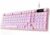 EWEADN V102 Wired Keyboard, 98 Keys Creamy Gaming Keyboard with Number Pad, Display Screen & Media Knob RGB Silent Wired Cute Computer Keyboard for Laptop PC Gamer – Pink