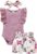 Baby Girl Clothes Infant Summer Outfits Set Ruffle Sleeve Romper and Floral Shorts with Headband