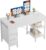 Sweetcrispy 47″ Computer Desk with 6 Drawers, Home Office Gaming Desks with Storage Shelves for Bedroom, Writing Study Corner Living Room Work Table White
