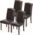 DUMOS Dining Chairs Set of 4, Modern PU Leather Kitchen Table Chairs | Wooden Legs, Padded Seat, Armless, Dining Room, Living Room, Restaurant, Brown