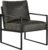 CANMOV Mid Century Modern Accent Chair, PU Leather Armchair with Metal Frame,Comfy Single Reading Chair with Soft Padded Backrest and Cushion for Living Room, Bedroom,Reading Room,Office,Dark Grey