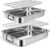 2 Pcs 12.7″15.5″ Stainless Steel Roasting Pans with Handles, Baking Pan for Oven with 2 Pcs Flat Racks, Heavy Duty, Dishwasher Safe Rectangular Lasagna Pan with Handles for Turkey Chicken, Silver