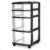 HOMZ Drawer Tower, 4-Tier Clear Plastic Storage Organizer Cart, Black Frame – Rolling Drawers with Wheels for Desk, Dresser, Cabinet, Bedroom, Bathroom, Closet, Classroom, and Office Organization