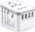 EPICKA Universal Travel Adapter, European Travel Plug Adapter – International Power Adapter Worldwide Charger with USB-C & 4 USB-A Ports, Travel Essentials for Italy, Japan, Europe, UK (TA-105, White)