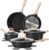 SODAY Pots and Pans Set Non Stick, 12Pcs Black Granite Induction Cookware | PFAS/PFOA/PFOS Free, Healthy Nonstick Kitchen Cookware Sets, Includes Fry Pans & Saucepans.