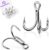 Treble Fishing Hooks 4X Strong 10/25/50Pcs Triple Hooks Sharp Barbed/High Carbon Steel/Round Bend for Lures Freshwater Saltwater