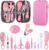 Baby Grooming Kit, Infant Safety Care Set with Hair Brush Comb Nail Clipper Nasal Aspirator,Baby Essentials Kit for Newborn Girls Boys (Pink Baby Grooming kit)