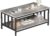 Homeiju Coffee Table for Living Room with Slatted Sides Frame, Modern Farmhouse Living Room Table with 2-Tier Storage Shelf for Home Office, Apartment, Grey Wash, 39 inch