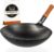 YOSUKATA 14″ Carbon Steel Wok with Round Bottom – Pre-Seasoned Pow Wok for Stir Fry – Traditional Chinese Japanese Black Steel Pan – Outdoor Cookware for Gas Stovetops, Open Fire, BBQ, Camping