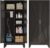 Metal Broom Closet Cabinet, Utility Storage Cabinet with 4 Shelves, Farmhouse Metal Closet with Doors, 71″ Tall Storage Cabinets with Hanging Rod and Clothing Shelf for Hallway Laundry Mudroom