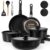 Nonstick Pots and Pans Set – 20 Pack KIKCOIN Stackable Cookware Set with Detachable Handle, RV Kitchen Cooking Set with Removable Handles – Oven Safe, Induction Ready (Black)
