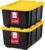 IRIS USA 2-Pack 27 Gallon Storage Bins with Lids |Made in USA| Heavy Duty Plastic Tote Containers for Truckbed Tool Box Organization, Large – Black/Yellow