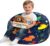 Lukeight Dinosaur Stuffed Animal Storage Bean Bag Chair Cover for Kids, Velvet Plush Toy Organizer Seat, Cover Only, No Filling Included, Long YKK Zipper, Side Pocket, Large 27″D x 16″H