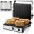 KEINVE 1700Watt Panini Press, Sandwich Maker with Temp & Time Setting, 4 Slice Large Non-Stick Versatile Grill Press, Opens 180 Degrees to Fit Steak, Fish, Vegetable and More