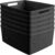 Curver Set of 6 Medium 12L Jute Decorative Plastic Organization and Storage Baskets – Perfect Bins for Home Office, Closet Shelves, Kitchen Pantry and All Bedroom Essentials, Black