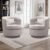 CANMOV Swivel Accent Chair Set of 2, 360 Degree Round Swivel Barrel Chair with Pillow, Upholstered Comfy Barrel Armchair Single Club Sofa Chair for Living Room, Bedroom, Reading Room, (Grey*2)