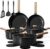 CAROTE Ceramic Cookware Set Nonstick, 16pcs Pots and Pans Set Nonstick, Non-Toxic & PFAS-Free, Dishwasher, RV/Camping Cookware Set, Cooking Pots with Lids, Charcoal Black