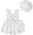 Vibebox Baby Girl Ruffle Sleeveless Dresses Newborn Girls Summer Button Dress Birthday Gifts Clothes with Cute Hat and Bag
