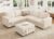 HONBAY Corduroy Sectional Sofa, 6 Seats 80 Inch L Shaped Couch with Ottoman Pet-Friendly for Small Apartment Living Room, Beige