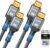 10K 8K HDMI 2.1 Cable 2-Pack 6.6FT, Highwings Certified 48Gbps Ultra High Speed Slim HDMI Cord,Support 4K@120Hz 8K@60Hz, HDCP 2.2&2.3,eARC, Dynamic HDR,DTS:X, Compatible with PS5/Blu-ray/HDTV/Roku TV