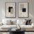 Large Framed Neutral Abstract Wall Art for Living Room, Set of 2 Black and Beige Modern Canvas Prints Paintings Artwork for Walls, Minimalist Block Lines Pictures for Hallway Office Wall Decor 24×36 In
