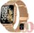 Smart Watch for Women Men- 1000mAh Battery Answer/Make Call, Fitness Step Tracker Watch with Sleep Monitor/Activity Counter/110+ Sport Mode for Andriod iPhone iOS Compatible – 3 Straps, Golden