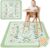 Unicorn Castle Splat Mat for Under High Chair Waterproof Baby Play Splat Mat for Art Crafts Non Slip High Chair Food Catcher Floor Mat for Baby,Green Floral