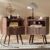 Huuger Nightstand with Charging Station, USB-C Port, Fluted Night Stand Set of 2, Bed Side Table with Drawer, Solid Wood Feet, Open Storage, End Table with Raised Edge, for Bedroom, Walnut