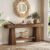 Solid Wood Console Table, 63-Inch Entryway Table with Storage, Long Wooden Sofa Table Behind Couch for Entryway, Hallway, Foyer, Living Room, Brown Wood