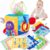 hahaland Baby Tissue Box Toy – Baby Toys 6-12 Months Montessori Toys for 6 Month Old with Textured Tails, Crinkle Tissues, Squeaky, Mirror, Play Silks Sensoy Scarves Baby Gifts 9 Month Old Travel Toys